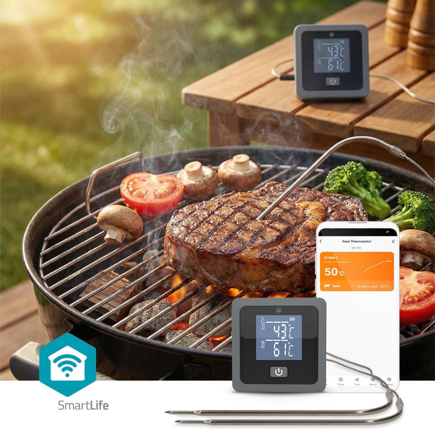 Intelligent digital kötttermometer med LCD-display SmartLife 0-300 °C 2xAAA