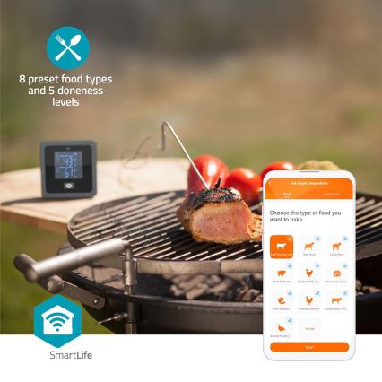 Intelligent digital kötttermometer med LCD-display SmartLife 0-300 °C 2xAAA