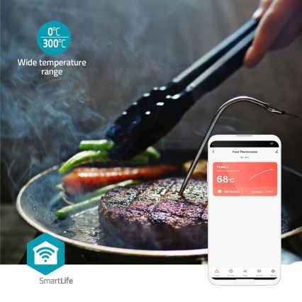 Intelligent digital kötttermometer med LCD-display SmartLife 0-300 °C 2xAAA