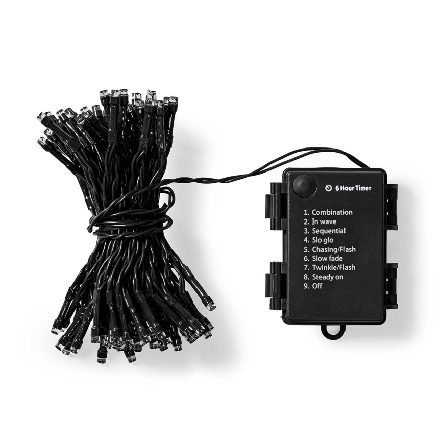LED utomhusslinga 48xLED/7 funktioner/3xAA 4,1m IP44 varmvit