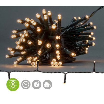 LED utomhusslinga 48xLED/7 funktioner/3xAA 4,1m IP44 varmvit