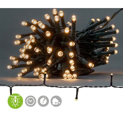 LED utomhusslinga 96xLED/7 funktioner/3xAA 7,7 m IP44 varmvit