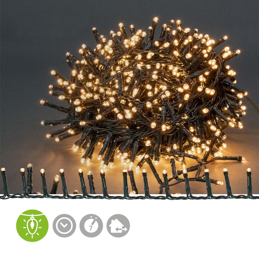 LED-ljusslinga för utomhusbruk 700 LED/7 funktioner 17 m IP44 varmvit