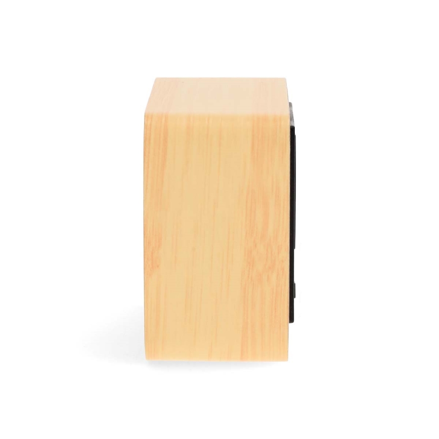 Digital väckarklocka med LED-display och inbyggd termometer 5V/3xAAA i trä