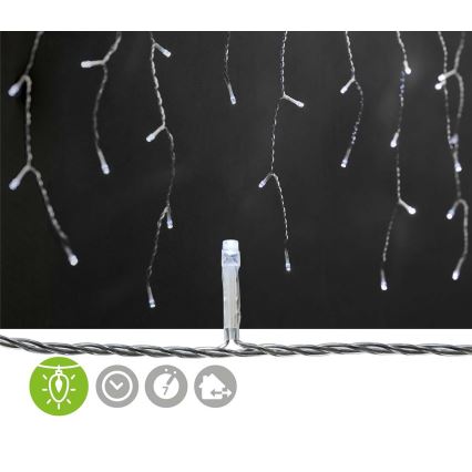 LED utomhusgardin 360xLED/7 funktioner 14m IP44 kallvit