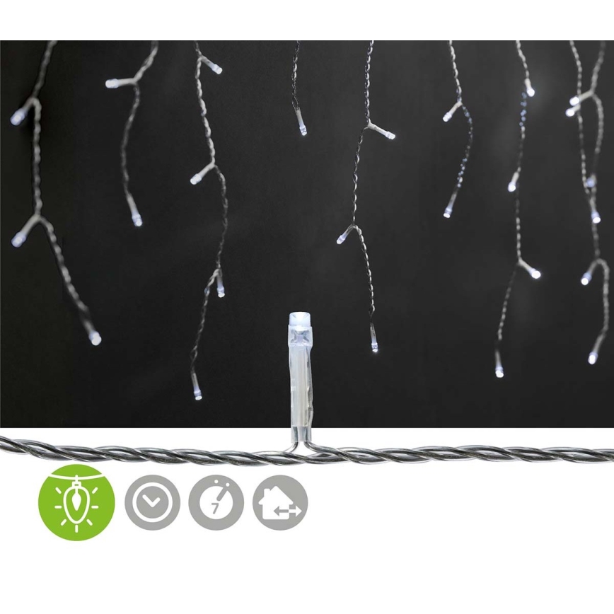 LED utomhusgardin 360xLED/7 funktioner 14m IP44 kallvit