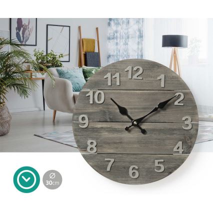 Väggklocka 1xAA/1,5V gran 30 cm