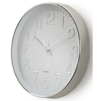 Väggklocka  1xAA white/silver