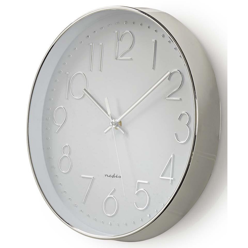 Väggklocka  1xAA white/silver