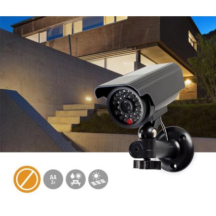 LED-simulerad säkerhetskamera med solpanel 2xAA IP44