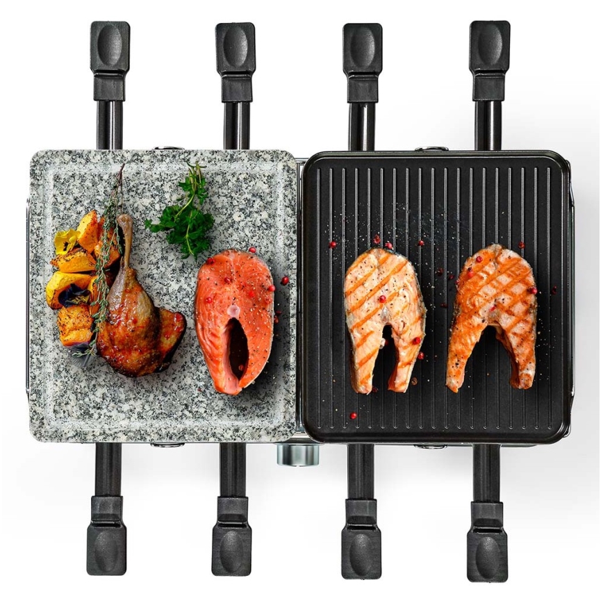 Nedis FCRA300FBK8 - Raclette grill med tillbehör 1400W/230V