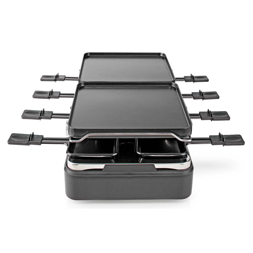 Nedis FCRA300FBK8 - Raclette grill med tillbehör 1400W/230V