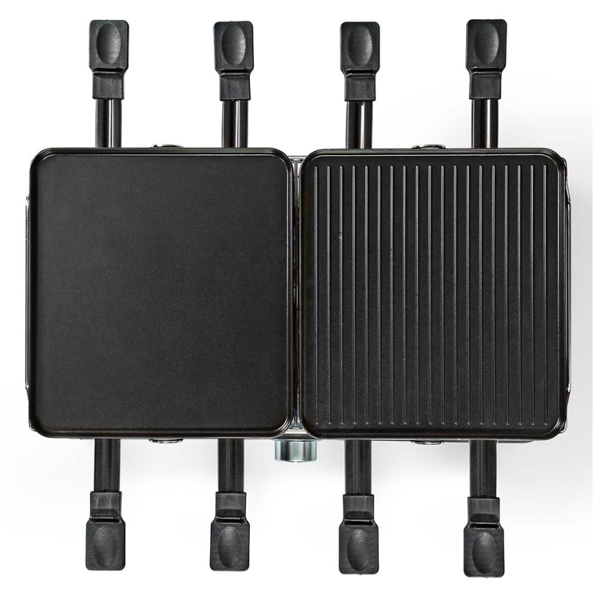 Nedis FCRA300FBK8 - Raclette grill med tillbehör 1400W/230V