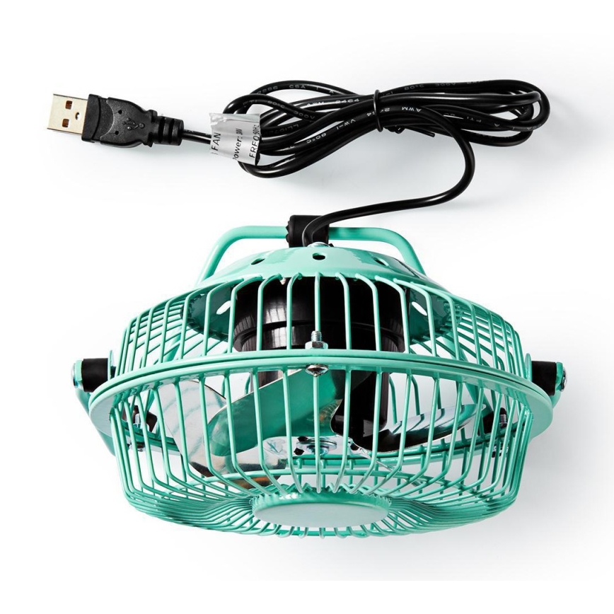 Bordsfläkt 3W/USB 10 cm turkos