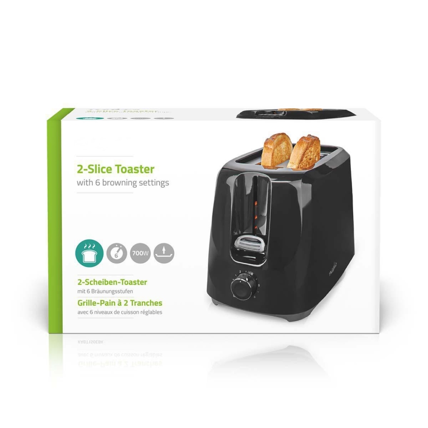 Brödrost med plats för 2 brödskivor 700W/230V svart