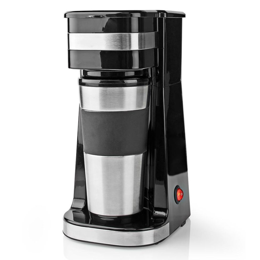Kaffemaskin för en kopp 0,4 l med travel mugg