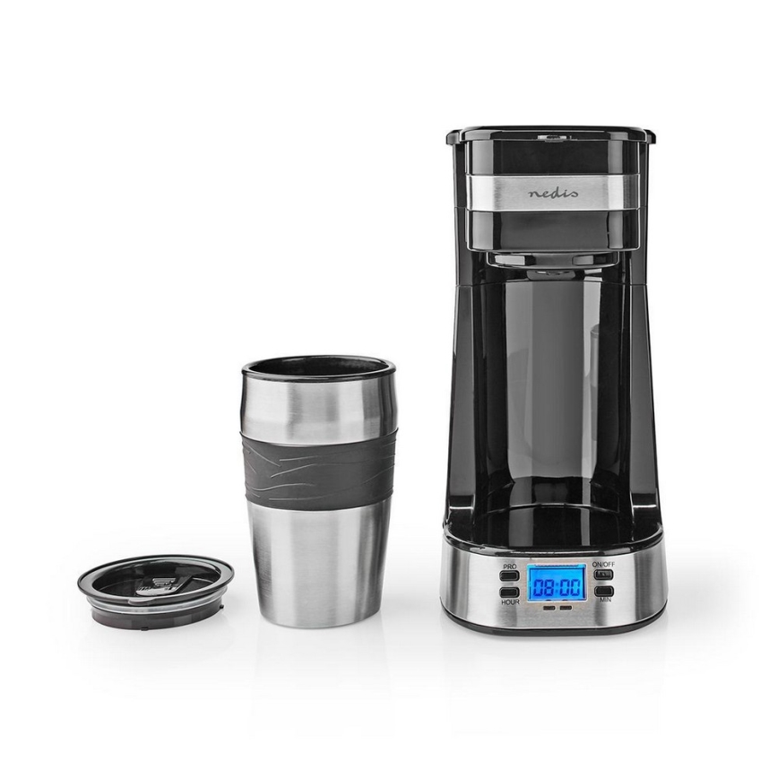 Kaffebryggare för en kopp 0,4 l med timer och resemugg