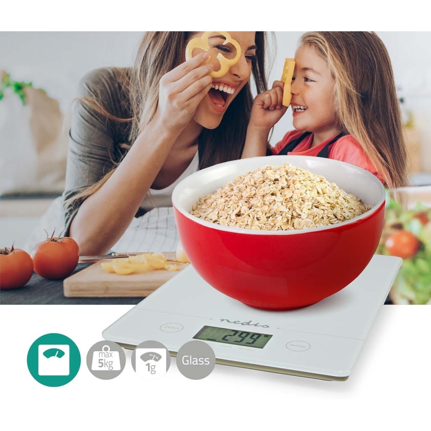 Digital köksvåg 1xCR2032 vit