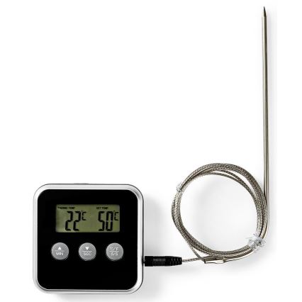 Kötttermometer med LCD-skärm och timer 0-250 °C 1xAAA