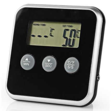 Kötttermometer med LCD-skärm och timer 0-250 °C 1xAAA