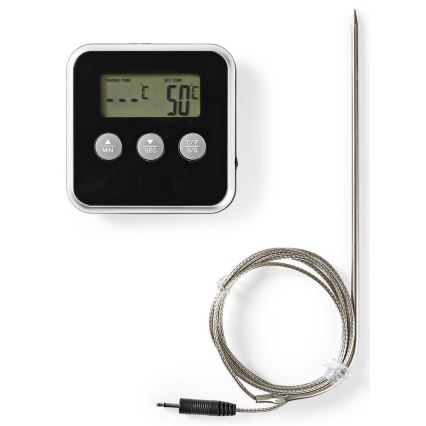 Kötttermometer med LCD-skärm och timer 0-250 °C 1xAAA