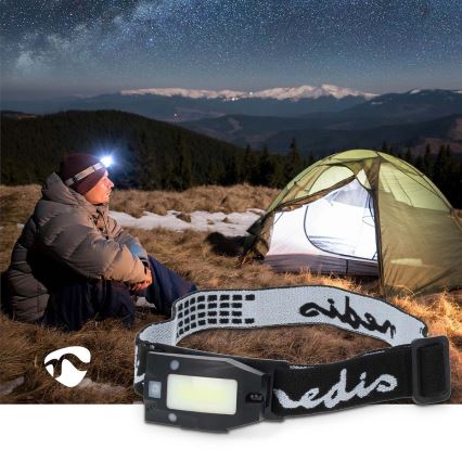Dimbar uppladdningsbar pannlampa med rörelsesensor, LED, 5V, 500 mAh, IPX4, svart