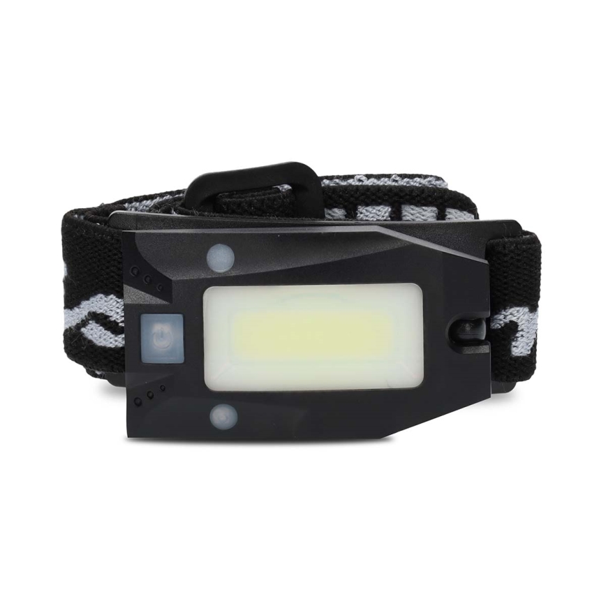 Dimbar uppladdningsbar pannlampa med rörelsesensor, LED, 5V, 500 mAh, IPX4, svart