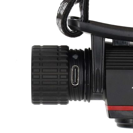 Dimbar uppladdningsbar pannlampa i aluminium — LED 10 W/5 V, 2200 mAh, IPX8, svart