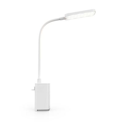 Dimbar, uppladdningsbar beröringsstyrd flexibel skrivbordslampa med klämma LED/5W/1200 mAh vit