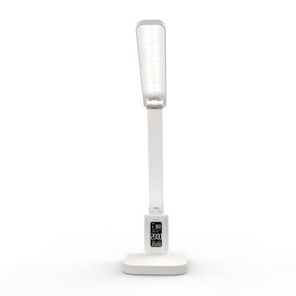Dimbar uppladdningsbar bordslampa med beröringsstyrning och display LED/7,5W/1200 mAh 3000/4000/5700K CRI 90 vit