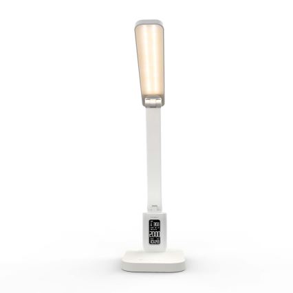 Dimbar uppladdningsbar bordslampa med beröringsstyrning och display LED/7,5W/1200 mAh 3000/4000/5700K CRI 90 vit