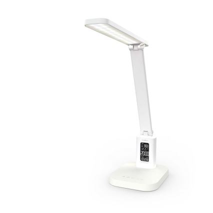 Dimbar uppladdningsbar bordslampa med beröringsstyrning och display LED/7,5W/1200 mAh 3000/4000/5700K CRI 90 vit