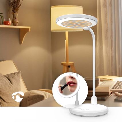 Dimmbar uppladdningsbar beröringslampa med spegel LED/6W/1200 mAh 3000/4000/5700K CRI 90 vit