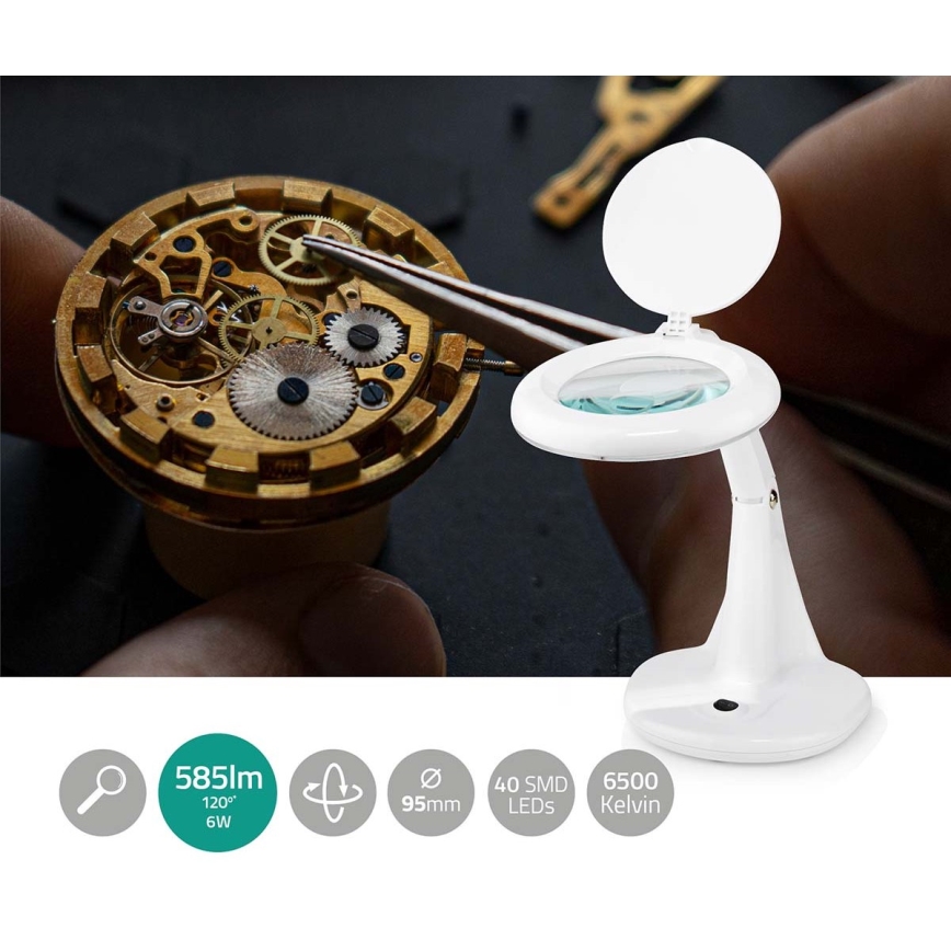 LED Skrivbordslampa med förstoringsglas LED/6,5W/230V 6500K