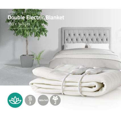 Nedis PEBL110CWT2 - Elektrisk uppvärmd filt för två personer 120W/230V 160x140cm