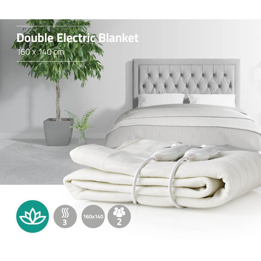 Nedis PEBL110CWT2 - Elektrisk uppvärmd filt för två personer 120W/230V 160x140cm