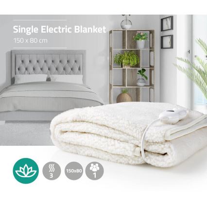 Nedis PEBL120CWT1 - Elektrisk uppvärmd filt 60W/230V 150x80 cm ull