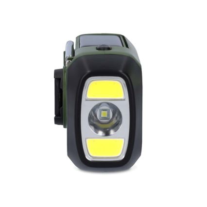 DAB+/FM-vevradio med solcellspanel och LED-ficklampa 5V/2500 mAh grön/svart