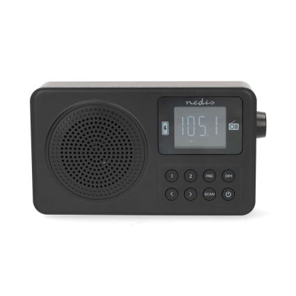 FM-radio med 2 W uteffekt, 5 V driftspänning och 1900 mAh batterikapacitet