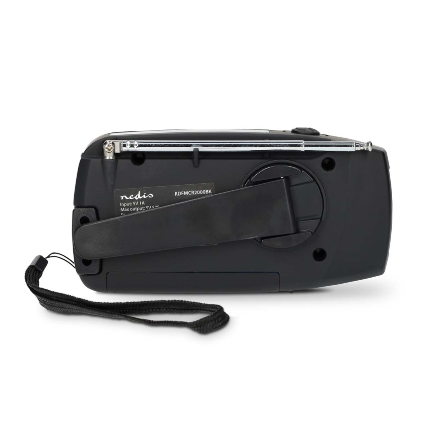 AM/FM-vevradio med solcellspanel och LED-ficklampa, 2000 mAh