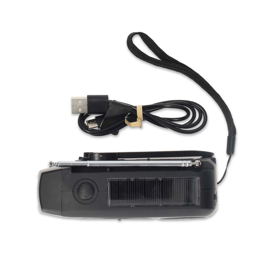 AM/FM-vevradio med solcellspanel och LED-ficklampa, 2000 mAh