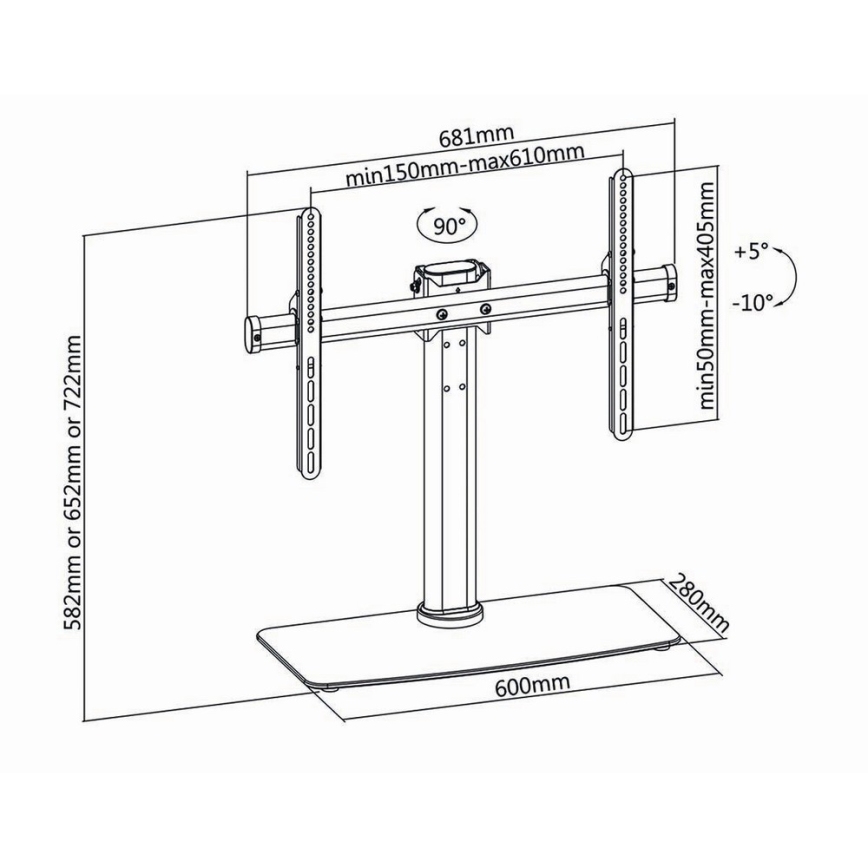 Full Motion Stativ för TV 32-65 tum/3 höjdinställningar