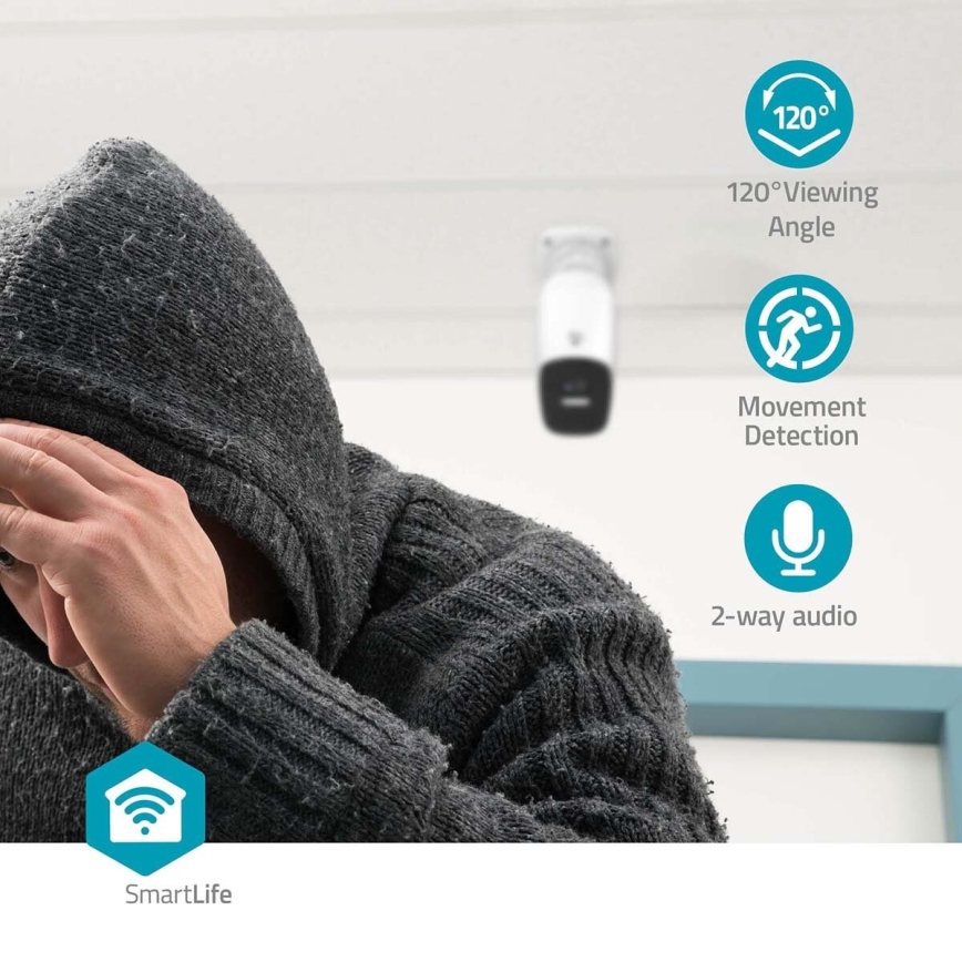 Smart utomhus uppladdningsbar kamera med sensor SmartLife 4MP Quad HD 1440p 5V/5200mAh Wi-Fi Tuya IP66