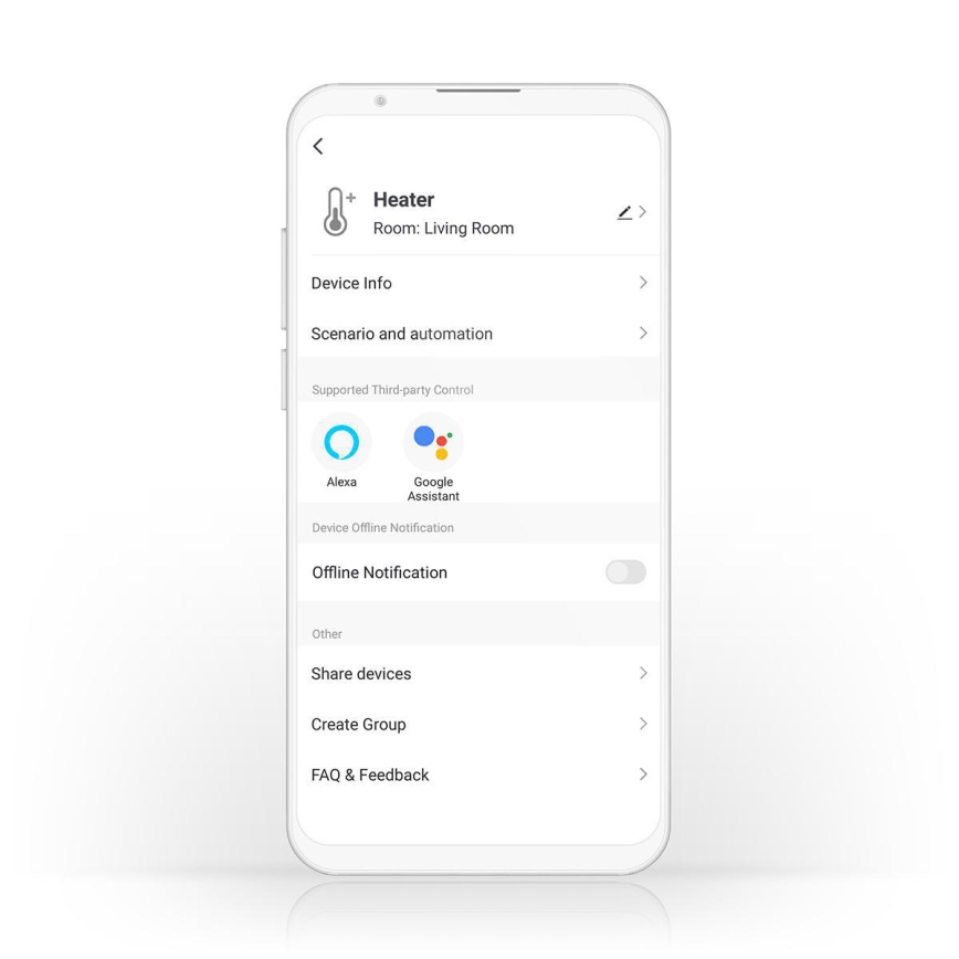 Elektrisk direktvärmare/konvektor 2000 W/230 V, Wi‑Fi, IP24, med termostat