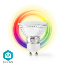 Nedis WIFILC10CRGU10 − RGB Dimbar smart LED-lampa GU10/5W/230V