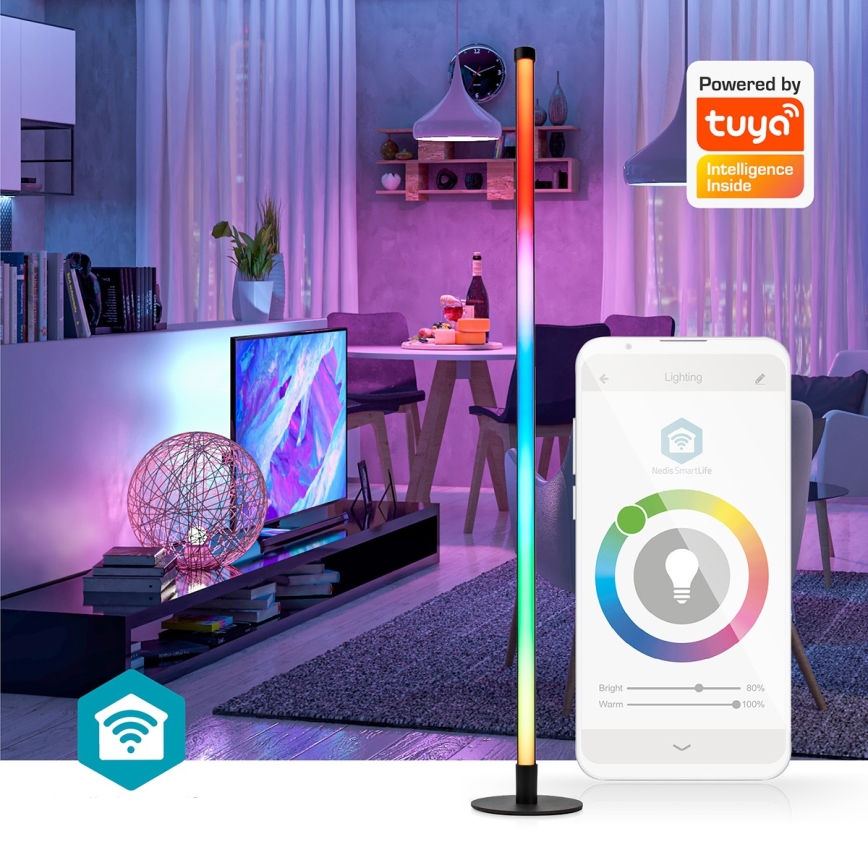 LED RGBIC Ljusreglerad golvlampa Smartlife LED/10W/230V 100,5 cm 2700-6500K Wi-Fi Tuya + fjärrkontroll