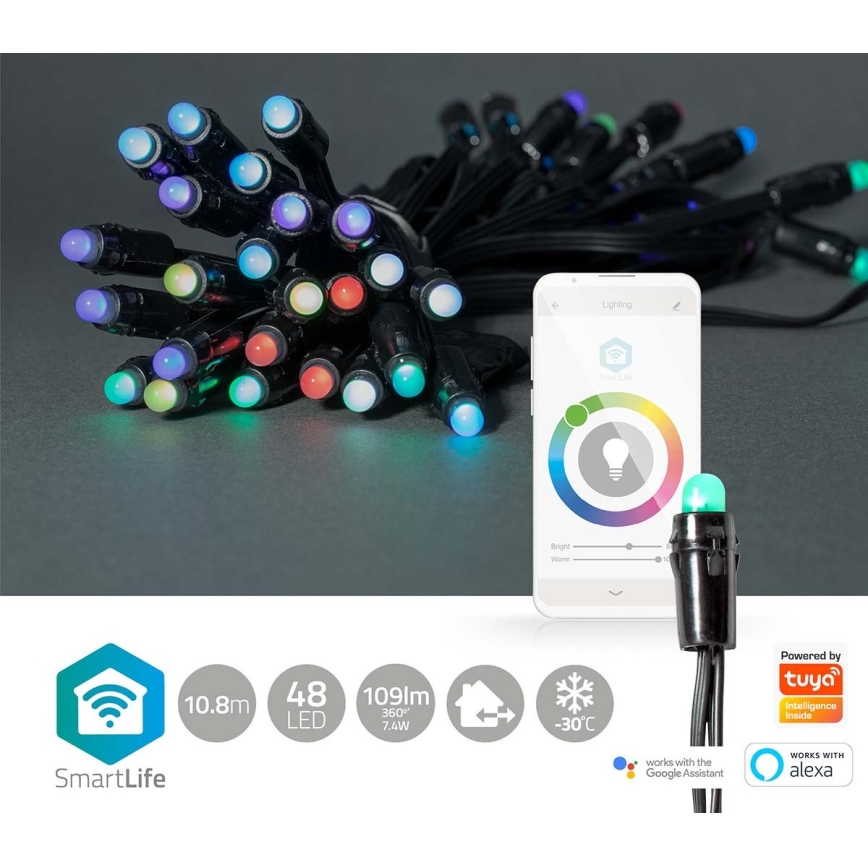 LED RGB Utomhus julbelysning 48xLED 13,8m IP65 Wi-Fi Tuya