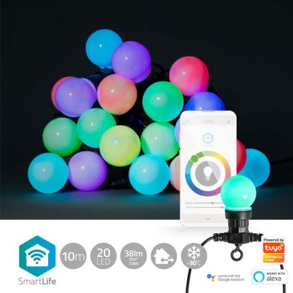 LED RGB Utomhus dekorationskedja 20xLED/8 funktioner 13m IP65 Wi-Fi Tuya