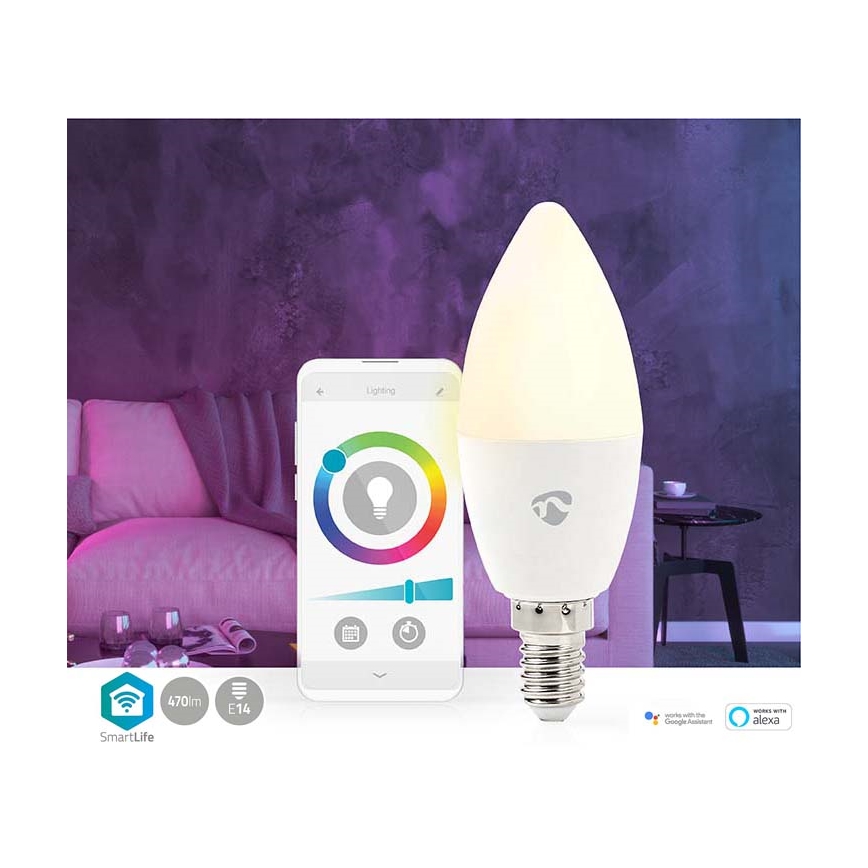 LED RGB ljusreglerad glödlampa  Smartlife E14/4,9W/230V Wi-Fi 2700-6500K