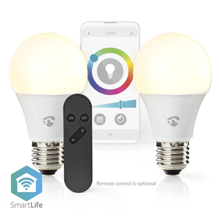 Set om 2 dimbara LED RGBW-lampor SmartLife E27/9W/230V Wi-Fi 2700-6500K